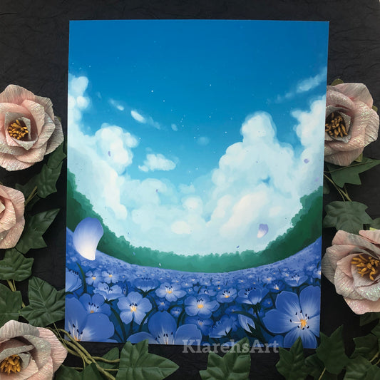 Field of Blue Flowers Print