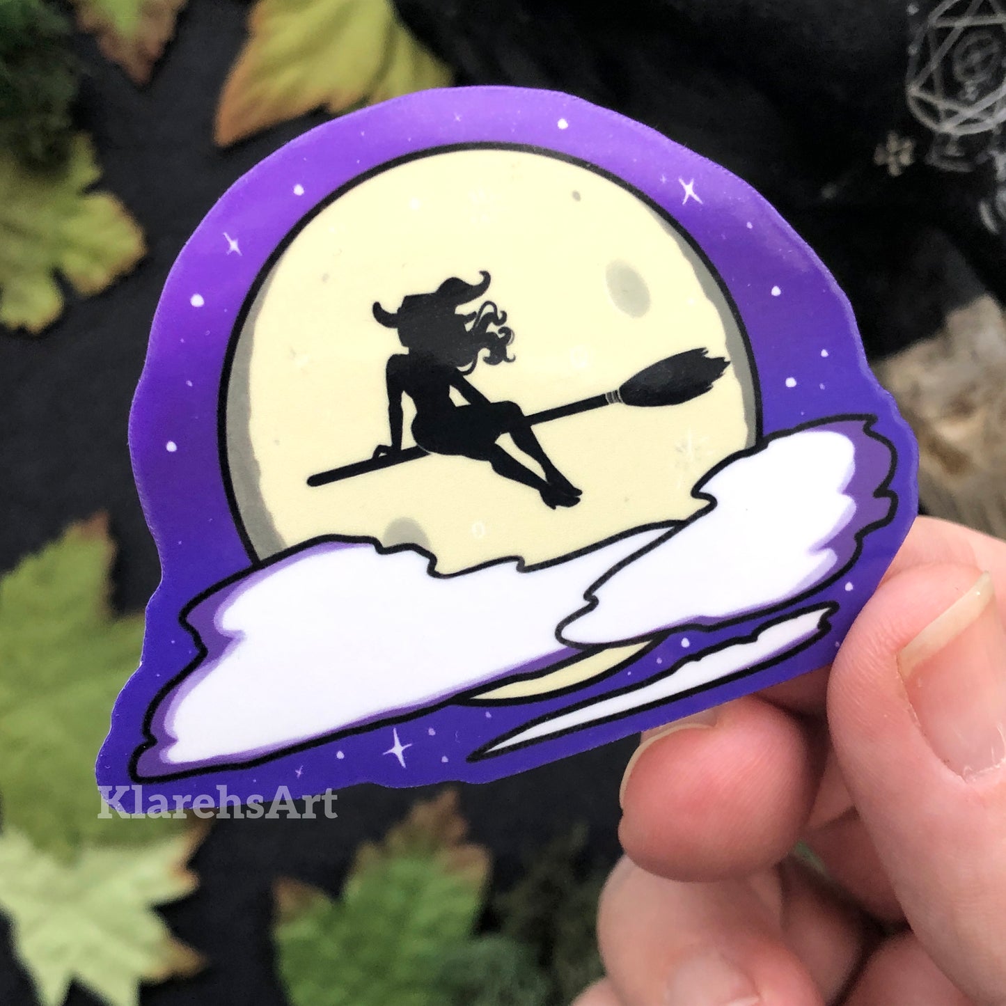 Halloween Moon Witch Sticker